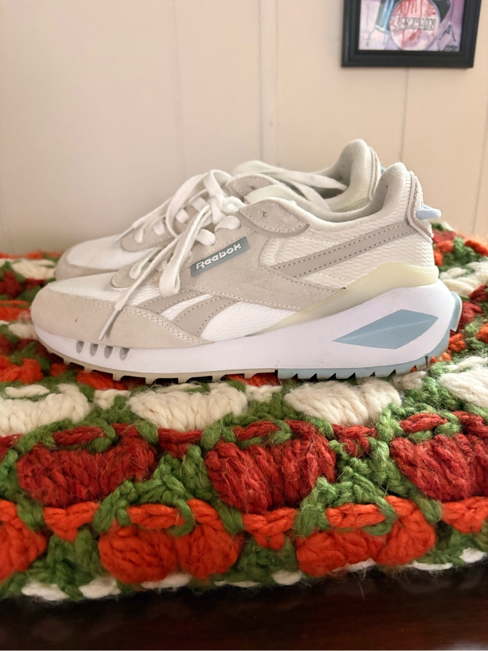 Reebok Kids Cream & Light Blue Retro Runner Sneakers